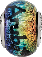 Sterling Silver 925 Aruba Orange Dichroic Glass Bead with Vibrant Tropical Design
