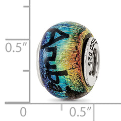 Sterling Silver 925 Aruba Orange Dichroic Glass Bead with Vibrant Tropical Design