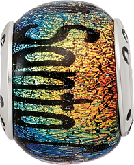 Sterling Silver Santa Cruz Dichroic Glass Bead with Elegant Sparkling Finish