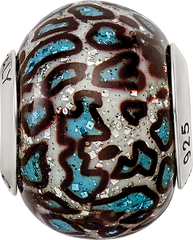 Sophia Jewelers Sterling Silver Teal Overlay Glass Bead Elegant Italian Design