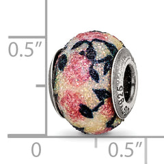 Sterling Silver Reflection Pink Floral Overlay Bead