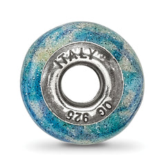 Sophia Jewelers Sterling Silver 925 Blue Glitter Overlay Bead for Italian Bracelets