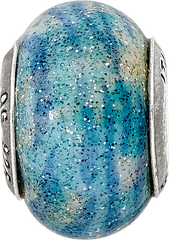 Sophia Jewelers Sterling Silver 925 Blue Glitter Overlay Bead for Italian Bracelets
