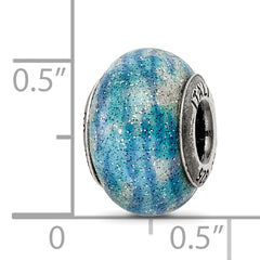 Sophia Jewelers Sterling Silver 925 Blue Glitter Overlay Bead for Italian Bracelets
