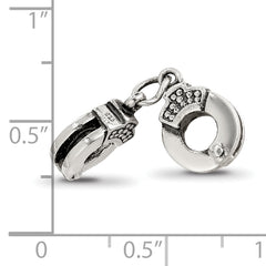 Sterling Silver 925 Handcuffs Bead with Antiqued Finish Solid