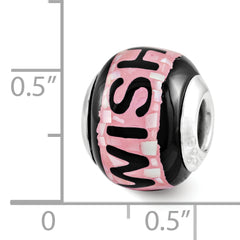 Sterling Silver 925 Mosaic Bead with Pink/Black Mother of Pearl Detailing