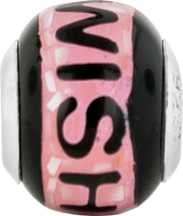 Sterling Silver 925 Mosaic Bead with Pink/Black Mother of Pearl Detailing