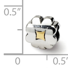 Sterling Silver & 14K Gold Clover Bead with Polished Finish Elegant Design