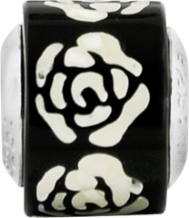 Sterling Silver 925 Mosaic Bead with Black/White Mother of Pearl
