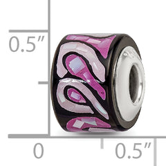 Sterling Silver 925 Mosaic Bead with Purple Mother of Pearl Stone