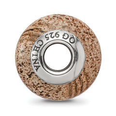 Sophia Jewelers Sterling Silver Jasper Bead with Natural Stone Detailing