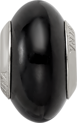 Sterling Silver 925 Glass Bead with Black Finish Classic Elegant Design