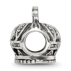 Sterling Silver 925 Crown Bead with Antiqued Finish Elegant Design