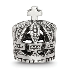 Sterling Silver 925 Crown Bead with Antiqued Finish Elegant Design