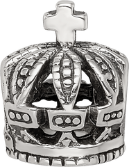 Sterling Silver 925 Crown Bead with Antiqued Finish Elegant Design