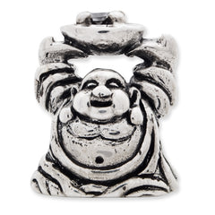 Sterling Silver 925 CZ Buddha Bead with Antiqued Finish