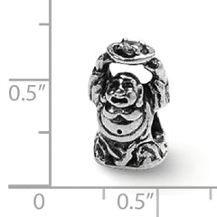 Sterling Silver 925 CZ Buddha Bead with Antiqued Finish