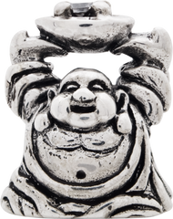 Sterling Silver 925 CZ Buddha Bead with Antiqued Finish