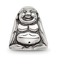 Sterling Silver 925 Buddha Bead with Antiqued Finish Solid Cast Design