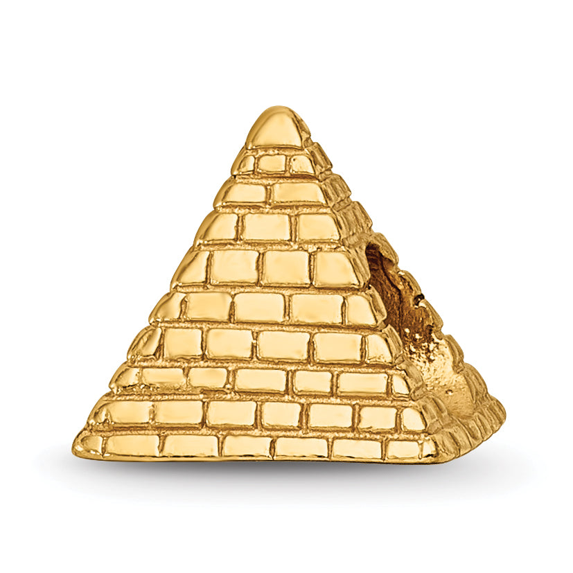 Sterling Silver Gold-plated Reflections Pyramid Bead