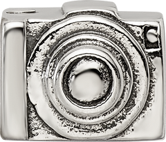 Sterling Silver 925 Antique Camera Bead with Solid Cast Design