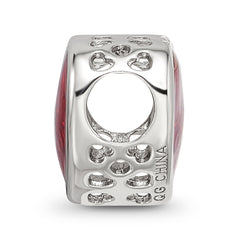 Sterling Silver Reflections Rh-plated Red Enamel Embelishment Bead