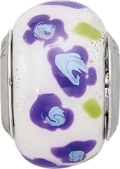 Sterling Silver Reflections Purple/Blue Flower Italian Glass Bead