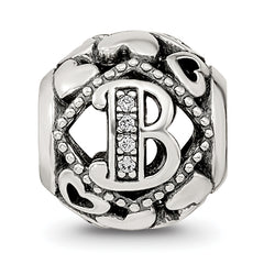 Sterling Silver Reflections CZ Letter B Bead