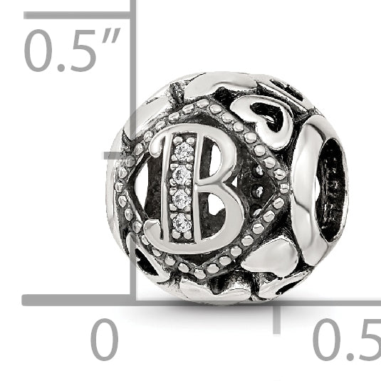 Sterling Silver Reflections CZ Letter B Bead