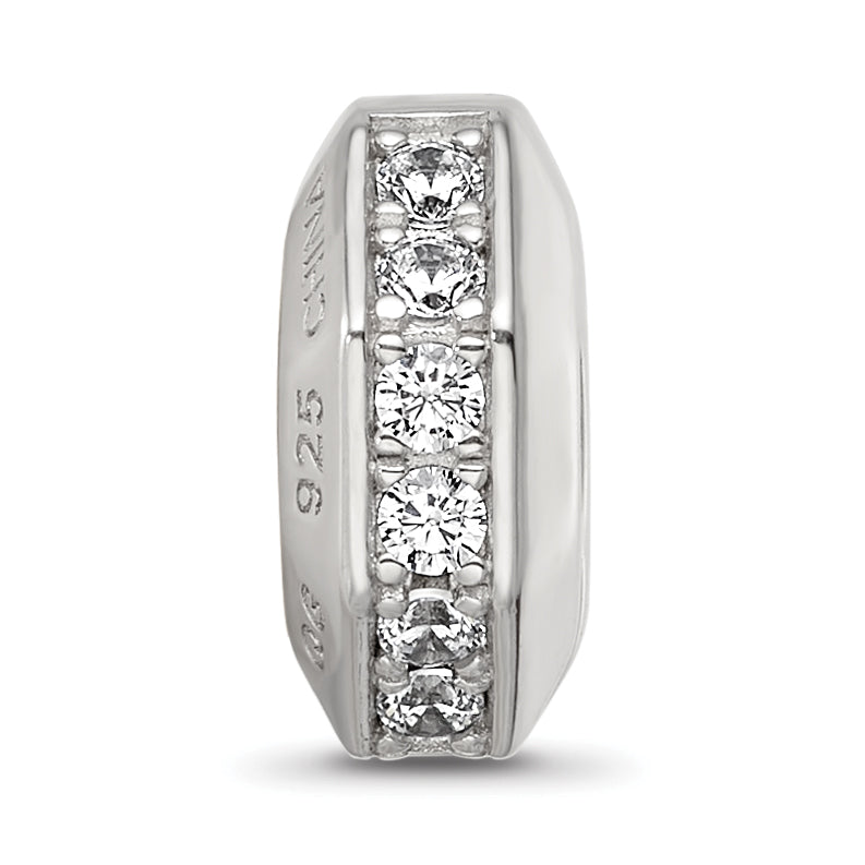 Sterling Silver Reflections Rhod-plated CZ Hinged Bead