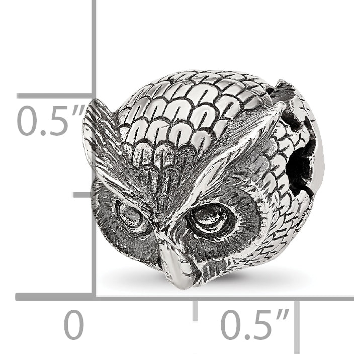 Sterling Silver Reflections Antiqued Owl Hinged Bead