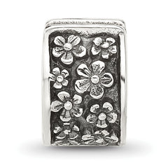 Sterling Silver Reflections Antiqued Floral Clip Bead