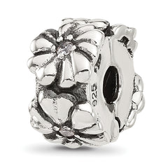 Sterling Silver Reflections CZ Floral Clip Bead