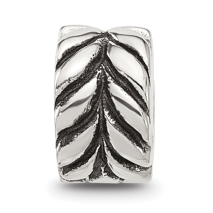 Sterling Silver Reflections Antiqued Leaf Design Clip Bead