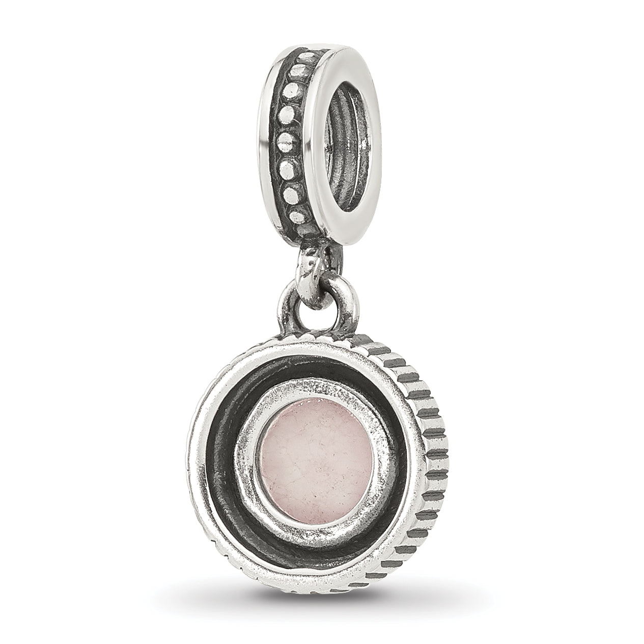 Sterling Silver Reflections Antiqued Pink Chalcedony Dangle Bead