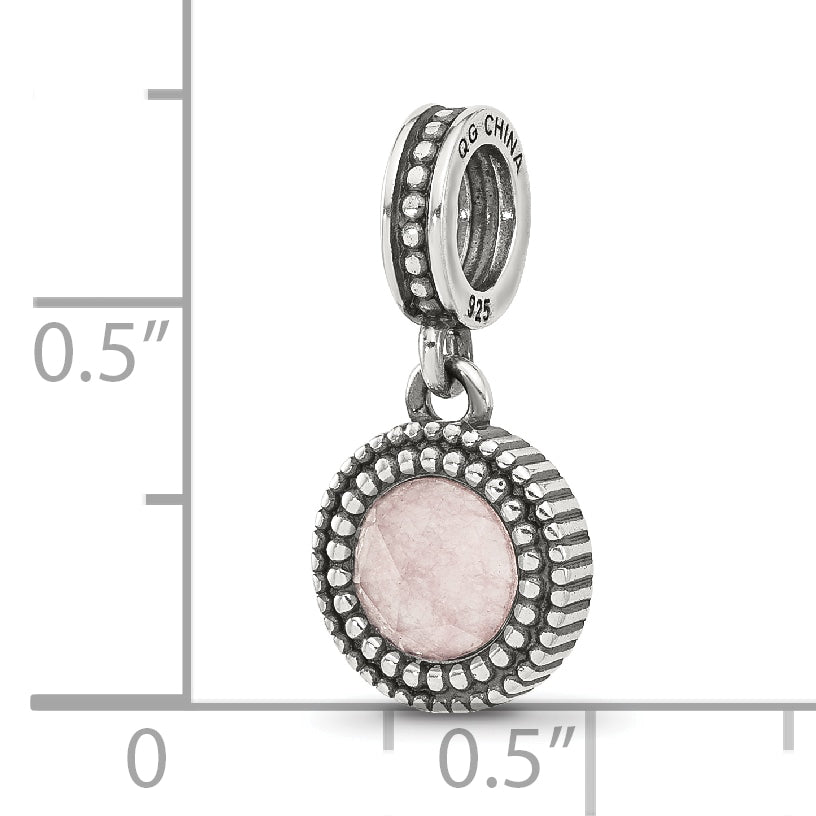Sterling Silver Reflections Antiqued Pink Chalcedony Dangle Bead