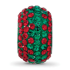 Sterling Silver Reflections RH-plated Red/Green Preciosa Crystal Bead