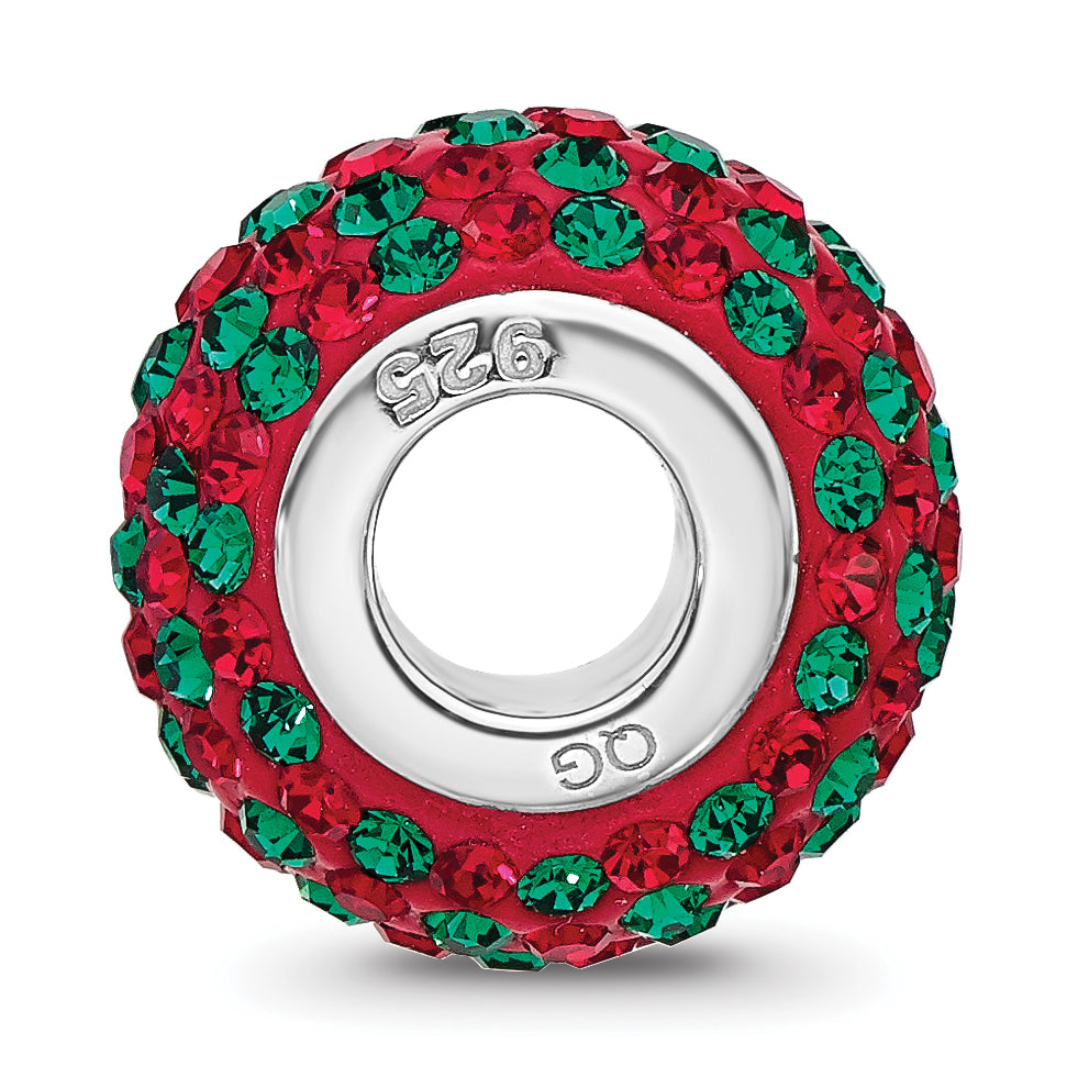 Sterling Silver Reflections RH-plated Red/Green Preciosa Crystal Bead
