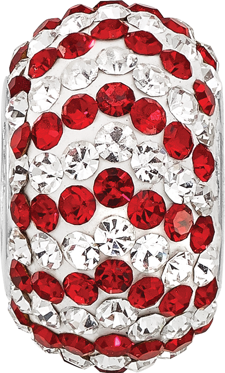 Sterling Silver Reflections RH-plated Red/White Preciosa Crystal Bead