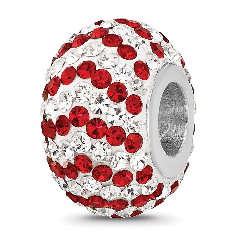 Sterling Silver Reflections RH-plated Red/White Preciosa Crystal Bead