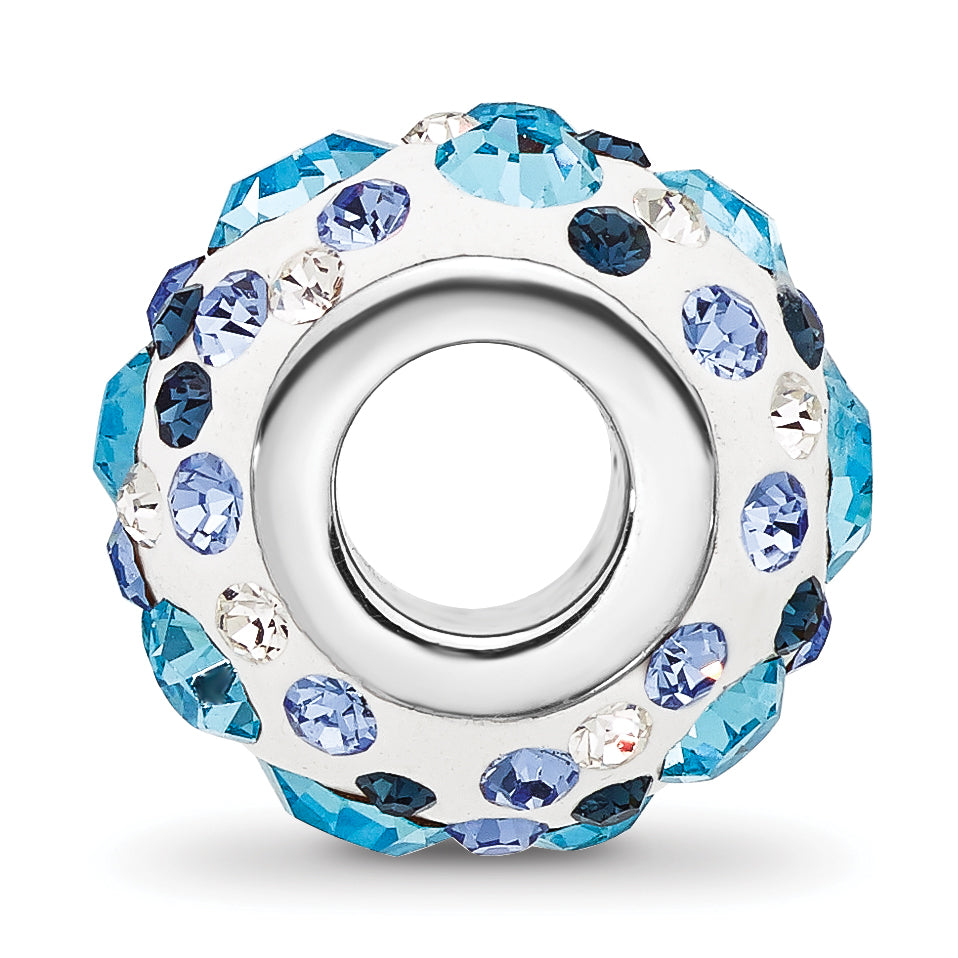 Sterling Silver Reflections RH-plated Blue/White Preciosa Crystal Bead