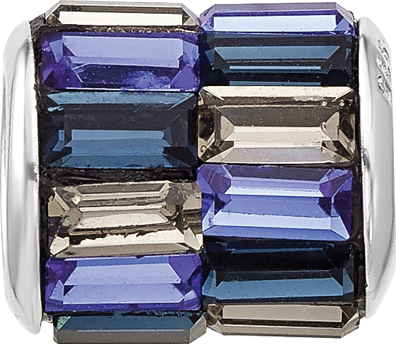 Sterling Silver Reflections RH-plated Blue/Grey Preciosa Crystal Bead
