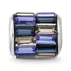 Sterling Silver Reflections RH-plated Blue/Grey Preciosa Crystal Bead
