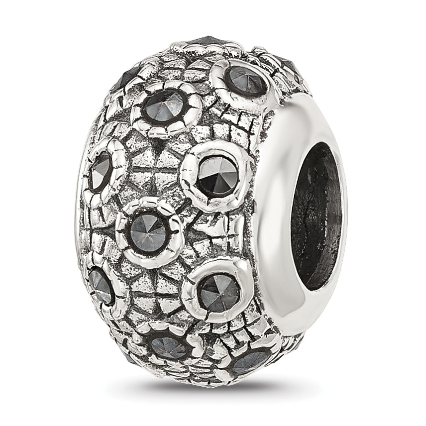 Sterling Silver Reflections Antiqued Marcasite Bead