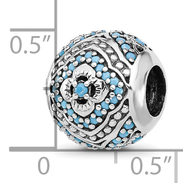 Sterling Silver Reflections Rhodium-plated Blue Nano Crystal Bead
