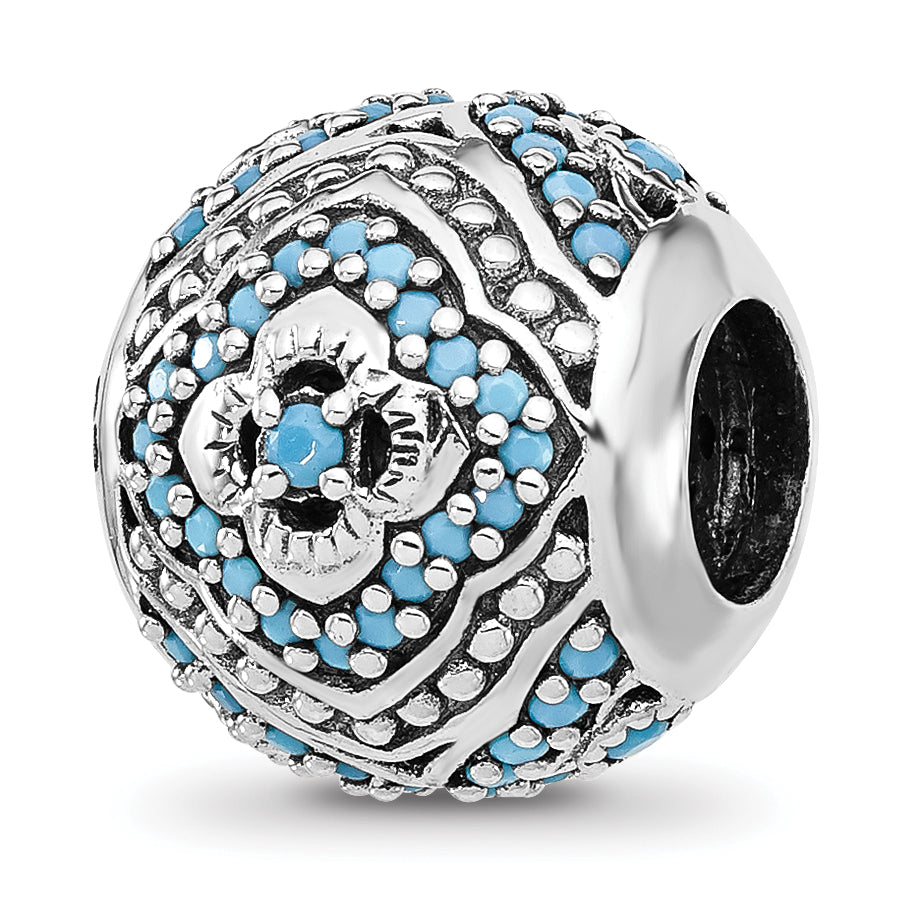 Sterling Silver Reflections Rhodium-plated Blue Nano Crystal Bead