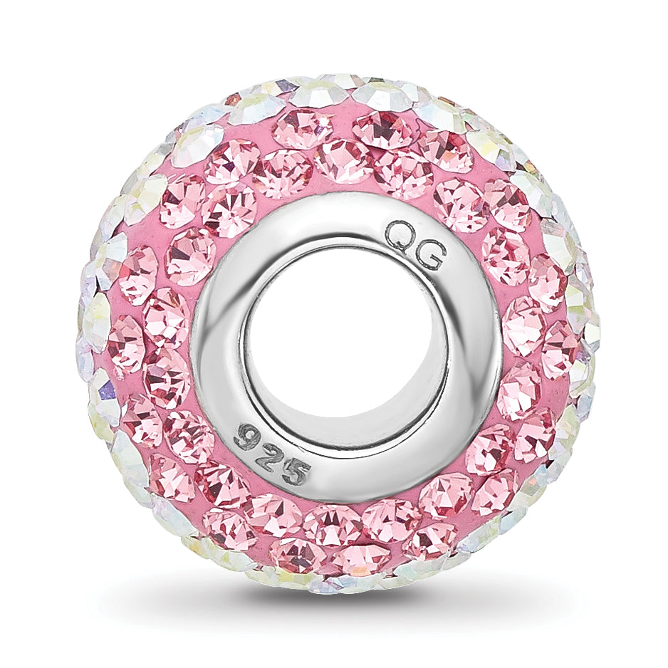 Sterling Silver Reflections RH-plated Pink/Iridecent Preciosa Crystal Bead
