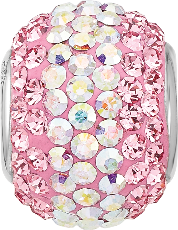 Sterling Silver Reflections RH-plated Pink/Iridecent Preciosa Crystal Bead