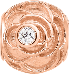 Sterling Silver Reflections Rose Gold-plated CZ Floral Rose Bead