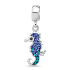 Sterling Silver Reflections RH-plated Seahorse Preciosa Crystal Dangle Bead
